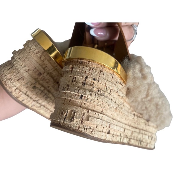 Chloe Wedge Beige Sandals - Picture 9 of 11